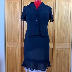 J. Taylor Navy 2-Piece Silky Dress 10P